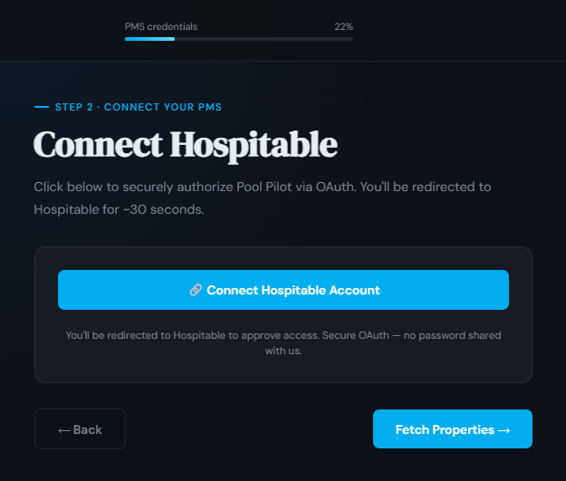 Connect Hospitable Account button